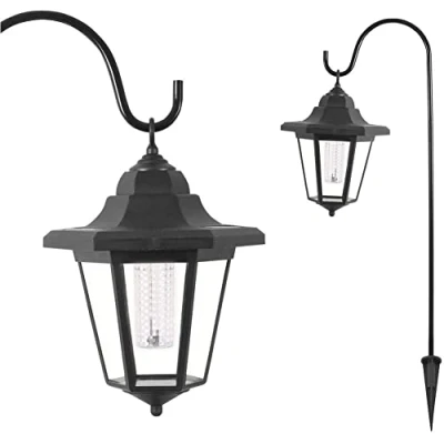 Immagine di GardenKraft 18229 Confezione da 2 lanterne a LED energia solare, stile pastore, luci appendere in vittoriano, illuminazione giardino, resistente alle intemperie, altezza 70 cm