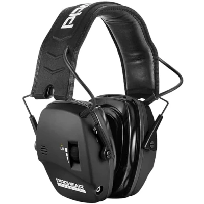 Immagine di PROHEAR 036 Cuffie da tiro con cuscinetti auricolari in gel, paraorecchie amplificazione del suono per la caccia, protezione dell&#039;udito a basso profilo il poligono di Nero