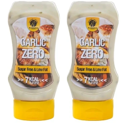 Immagine di Rabeko Zero Salsa Condimento all&#039;aglio piccante, 2 x 350 ml senza zucchero e a basso contenuto di grassi prodotti sani, carboidrati calorico per insalate,