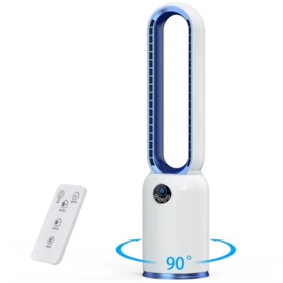 Immagine di YAZEKY Ventilatore Senza Pale,Ventilatori a Torre Silenzioso 24 Velocità, Timer 12 Ore, Oscillazione 90, Display LED e Telecomando, Portatile per Camera da Letto, Casa Ufficio (blue)