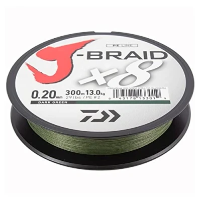 Immagine di Daiwa J Braid X8 0.20mm 13kg 300m d. green Trecciato