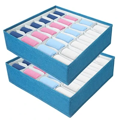 Immagine di AiQInu Organizer Cassetti, Set di 2 Organizzatore Pieghevoli 24 Celle Porta Calzini Biancheria, Biancheria Intima, Calze, Cravatte e Sciarpe