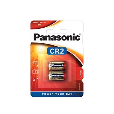 Immagine di Panasonic CR2 batteria al litio cilindrica per dispositivi leggeri con elevato fabbisogno energetico come rilevatori di fumo, sistemi allarme, proiettori, telecamere, 3V, confezione da 2