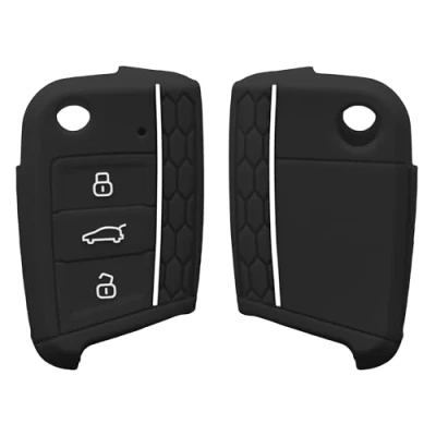 Immagine di kwmobile Custodia Coprichiave Compatibile con VW Golf 7 MK7 3 tasti Cover Copri Telecomando Chiave Auto Chiavi Macchina nero/bianco