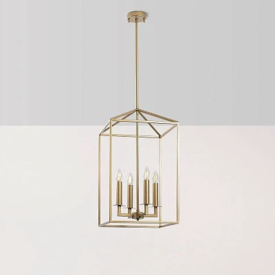 Immagine di Lampada a sospensione 4 luci design Taveuni Metal Gold Menzzo