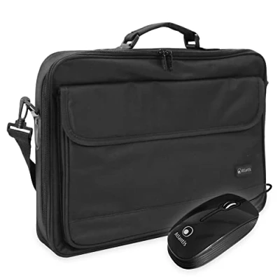 Immagine di Atlantis Borsa notebook 15.6&quot; pollici + minimouse USB, a tracolla modello Zagabria, imbottitura interna, guaina protettiva antiurto, tasca porta documenti, esterna per accessori.