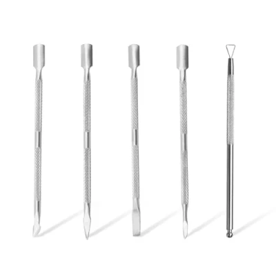 Immagine di EUPSIIU 5 Pezzi Kit Professionale Cuticle Pusher, Rimuovere le Cuticole, Spingi Cuticole a Doppia Testa, Raschietto per Unghie in Gel Smalto Manicure e Pedicure (argento)