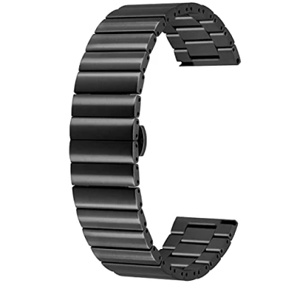 Immagine di Cinturino per orologio a strisce orizzontali Kai Tian 20mm 22mm in metallo acciaio inossidabile sgancio rapido argento nero grigio donna uomo