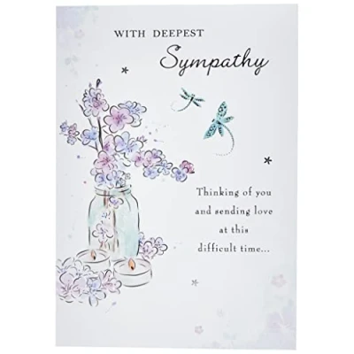 Immagine di Piccadilly Greetings Group Ltd Biglietto d&#039;auguri con scritta &quot;Wonderfully Worded with deepest sympathy&quot;, 17,8 x 12,7 cm, bianco, grigio, nero
