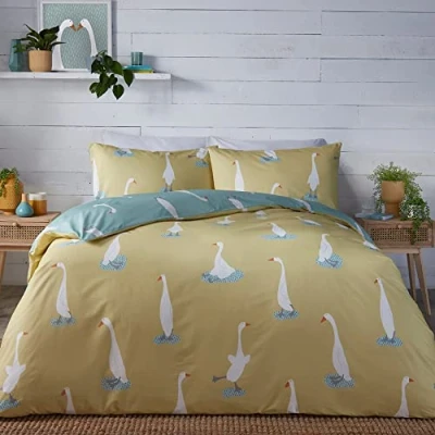 Immagine di Fusion Pozzanghere L&#039;anatra Set copripiumino reversibile Letto matrimoniale in giallo