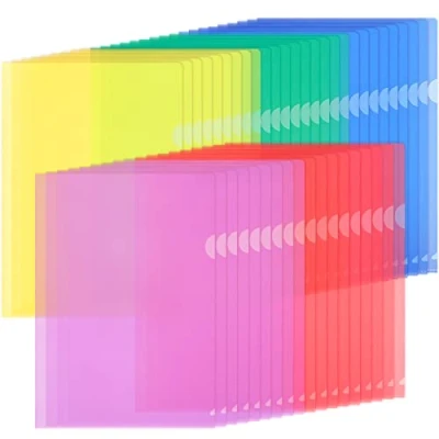 Immagine di ZCZN Cartelline Portadocumenti A4 in Plastica, 45 Pezzi, 31cm x 22 cm, Porta Documenti 5 Colori Brillanti, Utilizzato per Conservare Documenti, Carte，ecc. Ci Sono 9 Cartelle Ogni Colore