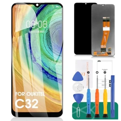 Immagine di Kit di riparazione per display LCD Oukitel C32 C32, sostituzione schermo touch digitizer (nero, senza cornice)