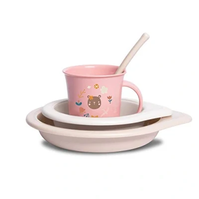 Immagine di Suavinex, Set di stoviglie per bambini composto da piatto + ciotola tazza cucchiaio, 4 pezzi, a partire 6 mesi, lavabile in lavastoviglie
