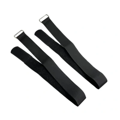 Immagine di Confezione da 2 fascette resistenti in metallo con fibbia a gancio e anello di fissaggio per cavi riutilizzabili (4 x 250 cm)