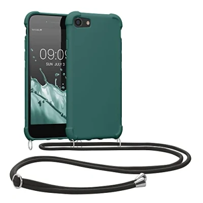 Immagine di kwmobile Custodia Compatibile con Apple iPhone SE (2022) / (2020) 8 7 Cover Back Case in Silicone TPU Protezione Smartphone Cordino petrolio