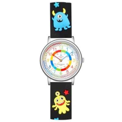 Immagine di Alienwork Kids Orologio di Apprendimento bambini Ragazzi Ragazze Argento Nero Multicolore Impermeabile 5 ATM Tempo