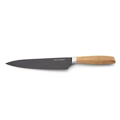 Immagine di ECHTWERK coltello da cuoco in acciaio di alta qualità, cucina, multiuso, manico legno acacia, lunghezza lama: 20 cm, edizione nera