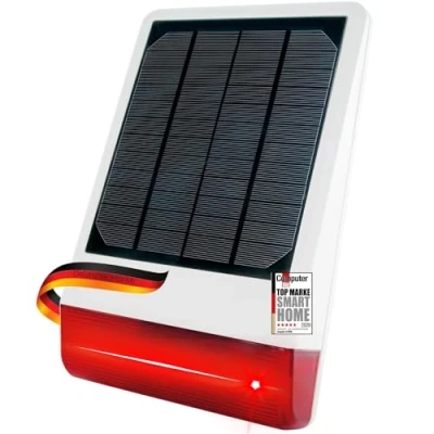 Immagine di SCHWAIGER ZHS14 Sirena da esterno/ a energia solare/ d&#039;allarme con LED lampeggianti/ Sistema d&#039;allarme/ Z Wave/ 105dBm/ Smart Home/ Controllo via app/ vocale Alexa, Google