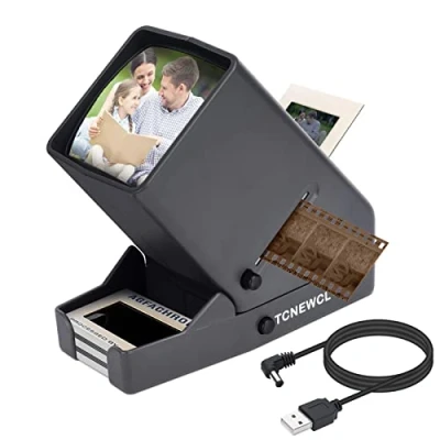 Immagine di TCNEWCL LED proiettore di diapositive USB, Visualizzatore e negativi da 35 mm, Ingrandimento 3X