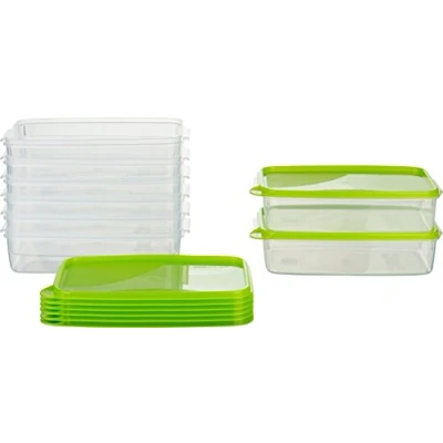 Immagine di MiraHome contenitore di freschezza per congelamento, 1,5 l, rettangolare, piatto, confezione da 8, colore: verde