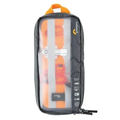 Immagine di Lowepro GearUp Pouch Medium, Borsa da Viaggio, Cavi PC, Adattatori, Batterie, Caricabatterie e Chiavette USB, Custodia Accessori Computer Portatili, Realizzata in Tessuto Riciclato, Grigio