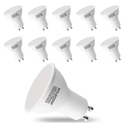 Immagine di Aigostar Lampadina LED GU10 8W, Luce Bianca Fredda 6500K 640 lumen, Angolo a Fascio 100 120 Gradi, Nessun Sfarfallio Non Dimmerabile, Confezione da 10