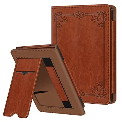Immagine di FINTIE Custodia per 6&#039;&#039; Kobo Clara Colour (2024) / BW 2E (2022) eReader Stand Cover Protettiva Case con Card Slot e Hand Strap, Auto Sveglia/Sonno, Marrone