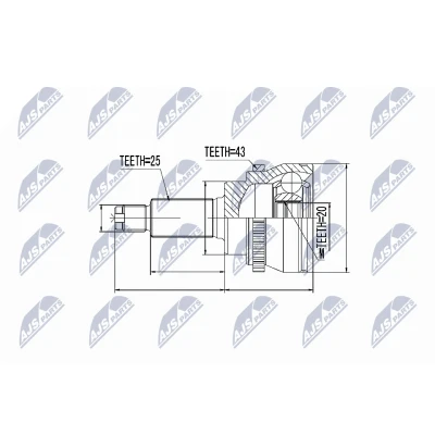Immagine di NTY NPZ SU 033 Kit Giunto Omocinetico lato ruota SUZUKI: IGNIS 2