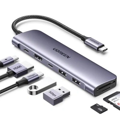 Immagine di UGREEN Revodok 1071 Hub USB C HDMI Adattatore A e 2 3.0 Lettore Schede SD TF Carica PD 100W Compatibile con MacBook Pro Air M3 M2, iPad Air, iPhone 16 Plus Max, Galaxy S24