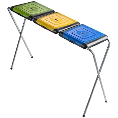 Immagine di KADAX Stand separazione dei rifiuti, Supporto Sacchetto di immondizia Stabile con cochio in plastica, della Spazzatura, Supporti (Tripla)