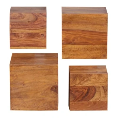 Immagine di FineBuy Scaffale a Muro Set di 4 Legno Massiccio Sheesham Ripiano in Mensola pensile Stile Moderno scaffali Forma cubo