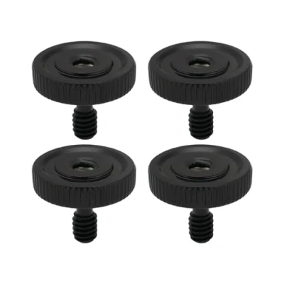 Immagine di SG Store 4PCS Vite Per Treppiede Fotocamera Filettatura Esterna Da 1/4 Pollice Interna A Testa Zigrinata In Lega Alluminio 24x20mm Adattatore Nero