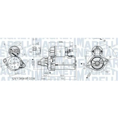 Immagine di MAGNETI MARELLI 063721346010 Motorino di avviamento 12 1,1 9 FIAT: Grande Punto Hatchback, Idea, Doblo I Station Wagon, OPEL: Astra H GTC