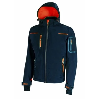 Immagine di U Power SPACE, Giacca Softshell, con Cappuccio Staccabile, Tasche Ampie, Full Zip, Antivento, Impermeabile, Tessuto Resistente, Confortevole (DEEP BLUEE M)