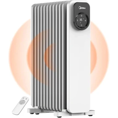 Immagine di Midea Radiatore a olio 11 Fin con telecomando e touch screen LED Riscaldamento efficiente, protezione da surriscaldamento ribaltamento, timer 24 ore, silenzioso, termostato digitale, 2300 W