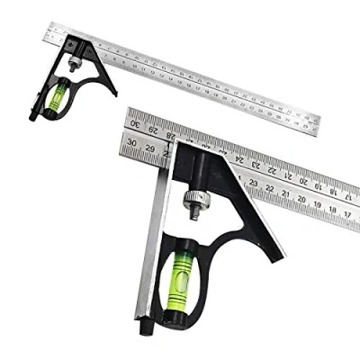 Immagine di XTVTX Quadrato combinato, goniometro, angolo combinato in acciaio inossidabile, strumento di misurazione, righello parallelo per tutte le misurazioni dell&#039;angolo del carpentiere, arresto