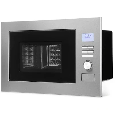 Immagine di Bomann MWG3001HEB Microonde 3 in 1 da incasso con griglia e aria calda, display LCD, 8 programmi automatici, funzione timer, 25 l, parte anteriore interno, argento