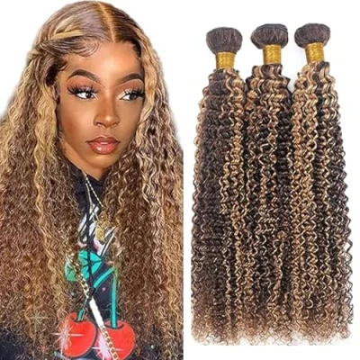 Immagine di Tuheerst Capelli Umani Veri Tessitura Extension 3 Bundles Curly Wave Extensions Human Hair Bionda P427 Unprocessed Virgin 24 Pollice