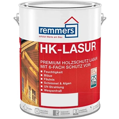 Immagine di Remmers HK Lasur pinie/larice, 2,5 litri, vernice esterna per legno, 3 protezioni legno con impregnazione + primer smalto, umidità e protezione UV