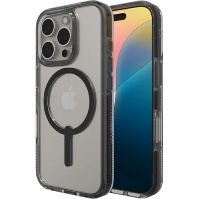 Immagine di ZAGG Santa Cruz Snap Case rinforzato in grafene per iPhone 16 Pro [6,3 pollici], compatibile con MagSafe, anti ingiallimento, resistente ai graffi, design sottile, cover posteriore antiurto (Nero)