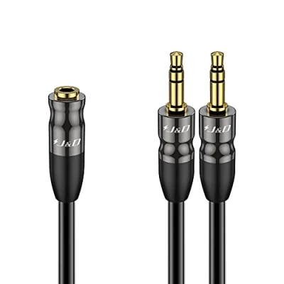 Immagine di J&amp;D Cavo da 3,5 mm a 2x mm, Giunto Placcato in Oro Guscio Rame Heavy Duty 1/8 di Pollice TRS Femmina Doppio Maschio Y Splitter Adattatore Audio Stereo