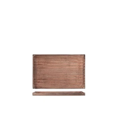Immagine di H&amp;h vassoio chennai in alluminio decorato inciso a texture colore rame cm 26x17x1,5h