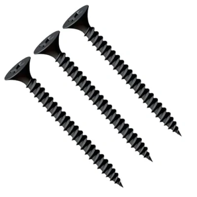 Immagine di 3.5X55mm viti per cartongesso nere, a testa svasata Phillips autofilettanti, filettatura fine, punta affilata, fosfato nero gesso su profilo in acciaio (30 pcs.)