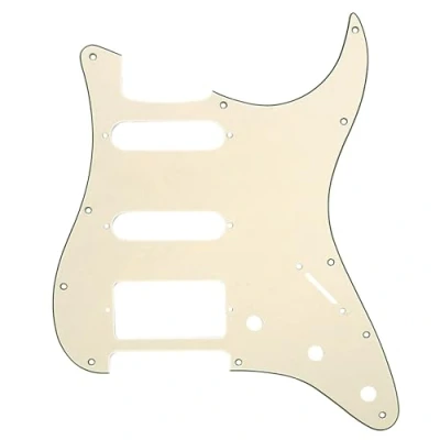 Immagine di Musiclily SSH 11 Fori Strat Battipenna Chitarra Pickguard per Fender USA/Messico Stratocaster Standard Stile Moderno,3 strati Crema