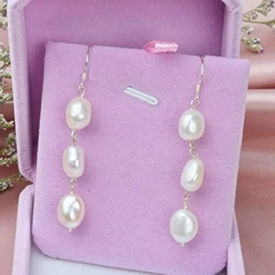Immagine di LOKILOKI Orecchini Lunghi con Perle Barocche Naturali per Le Donne Pendenti in Argento Sterling 925 Fatti A Mano d&#039;Acqua Dolce Grigie Regalo Feste