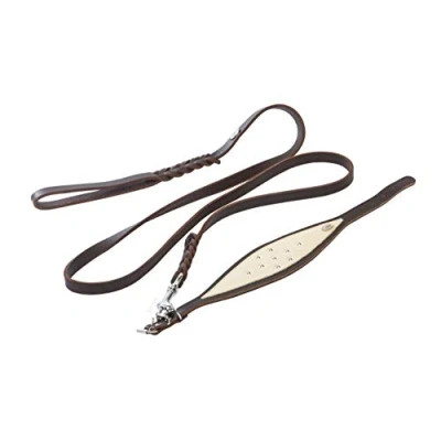 Immagine di Dingo Waldemar Rutkowski Soft Leather M Set: Collare per Cani + guinzaglio Intrecciato S10029, Marrone