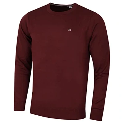 Immagine di Calvin Klein Maglione da uomo con scollo rotondo in morbido cotone, bordeaux, L