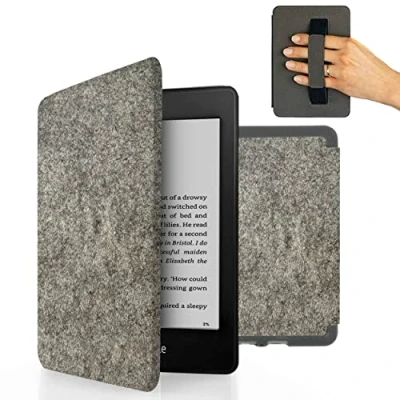 Immagine di MyGadget Custodia in Feltro per Amazon Kindle Paperwhite 10a generazione (2018 PQ94WIF) Cover Funzione Sonno Sveglia automatica Integrata Grigio Chiaro
