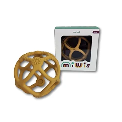 Immagine di JUEGACONMIGO MIWIS Figure impilabili colorate in silicone. Sviluppa Abilità motorie (Palla Massaggiagengive Ocre)