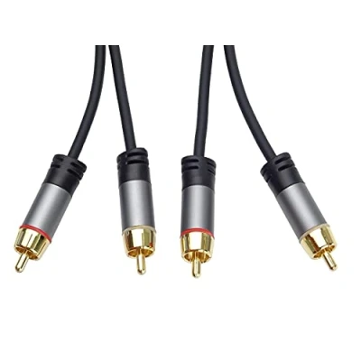 Immagine di PremiumCord Cavo Cinch HQ 2Xcinch Maschio su Maschio, di Collegamento Audio Video, per TV Cellulari MP3 HiFi, Schermato, Connettore in Metallo, M/M, Lunghezza 1,5 m